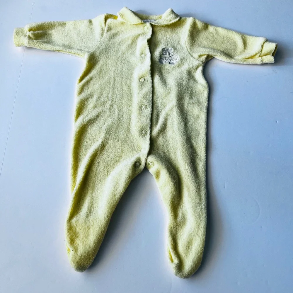 Vintage Carter's Terry Cloth Footed Sleeper 0-3M Yellow Made in‎ USA